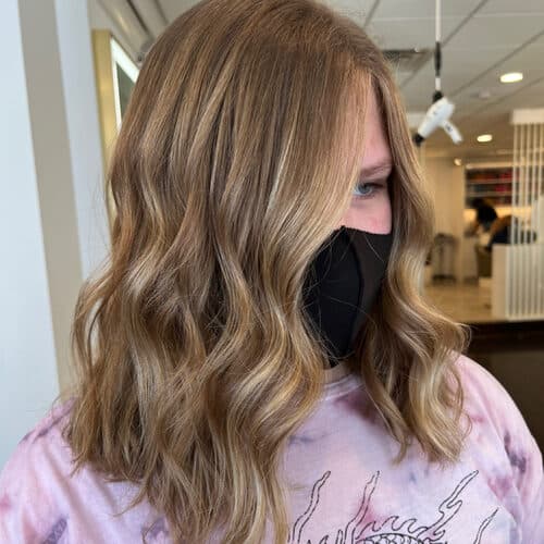 Bronde balayage with loose waves — hair by Alchemy Loft