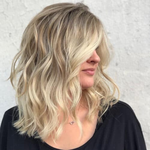 Icy blonde textured lob — hair by Alchemy Loft